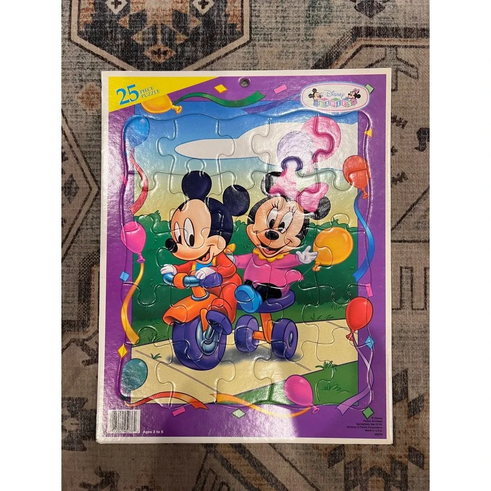 Vintage Disney Babies Large Frame-Tray Puzzle Mickey Minnie Mouse 1990s Complete